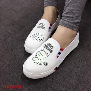 FREESHIP - Giày lười slip on mèo cá thời trang