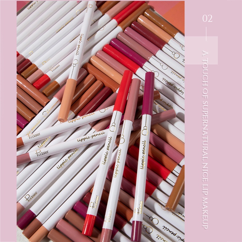 Set 12 Son Môi Bút Chì Màu Lì Chống Nhòe Dễ Mang Theo Dành Cho Nữ