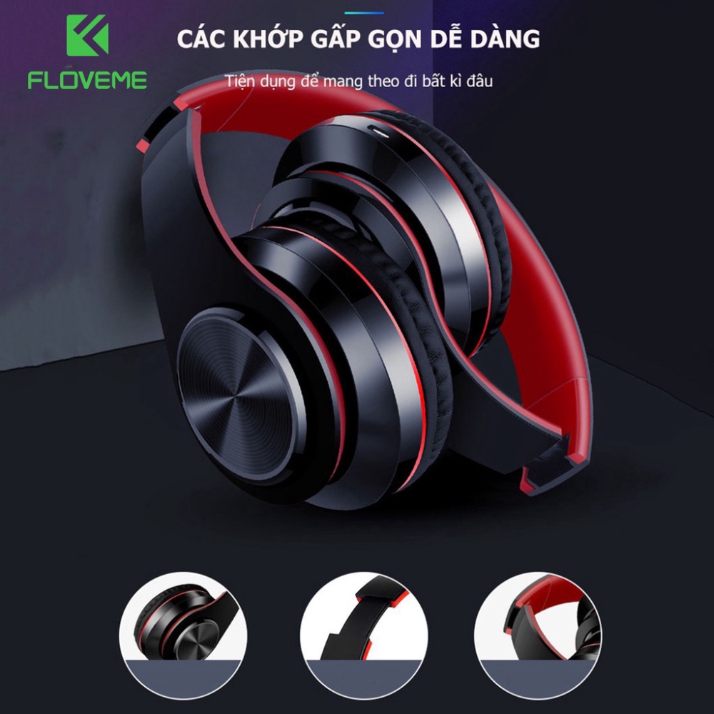 Tai Nghe Chụp Tai Không Dây Floveme BK3 - Bluetooth 5.0 - có míc led RGB, pin400mAh nghe nhạc 10H, âm thanh HiFi
