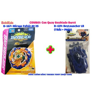 Combo: Con Quay B-167 Mirage Fafnir.Nt 2S+ Tay quay B-119 LR Beyblade Burst Superking TAKARA TOMY (Hàng có sẵn)