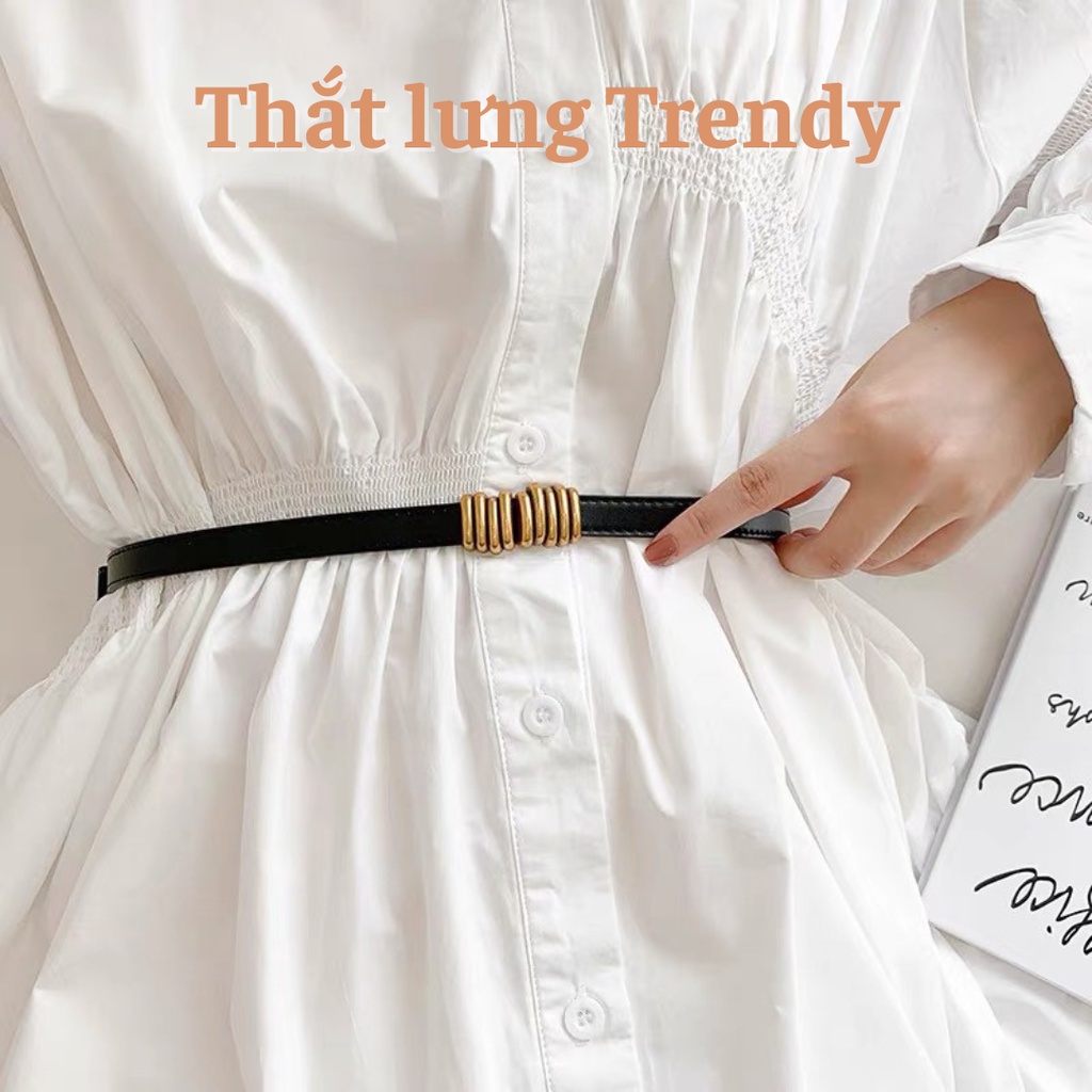 Đai váy bản nhỏ mặt vàng nốt nhạc 1.3cm Lulu shop ĐV013 dây lưng nịt áo váy đầm eo nhỏ to cài phía trước