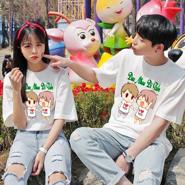 ÁO ĐÔI YÊU THƯƠNG-ÁO ĐÔI HOẠT HÌNH ĐƯA NHAU ĐI TRỐN