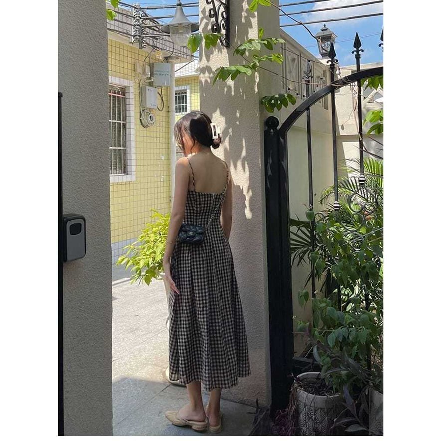 VÁY HAI DÂY DÁNG DÀI SỌC CARO NỮ TÍNH