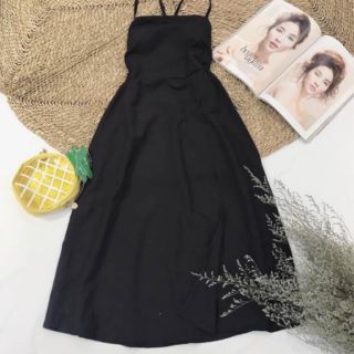 Đầm maxi hở lưng cột dây đan - Kèm ảnh thật