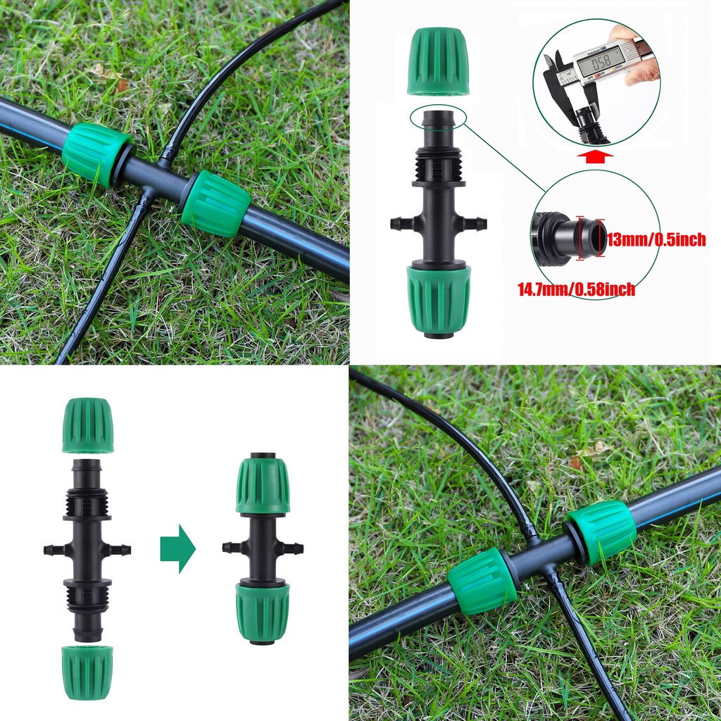Đầu Nối Ống Nước Tưới Vườn 2 Chiều 4mm 1/2" 4/7mm Bằng PE 16mm