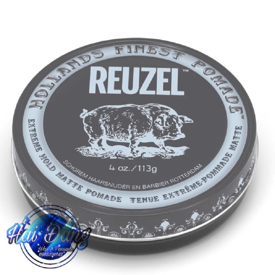 [CHÍNH HÃNG] [HÀ LAN] Sáp vuốt tóc Reuzel Extreme Hold Matte 113g lợn xám - Pomade Reuzel Extreme Hold Matte