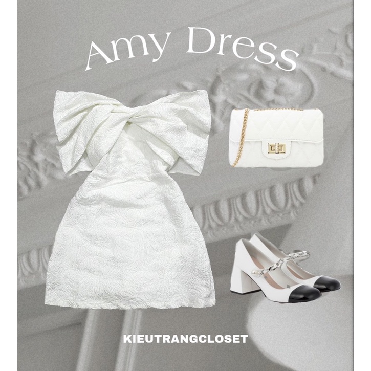 [AMY DRESS] VÁY GẤM NƠ TRỄ VAI