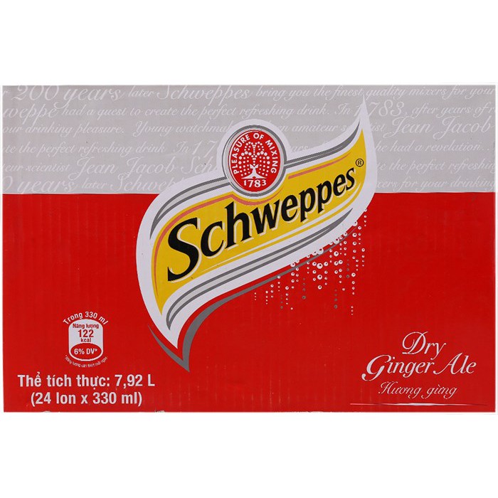 Dry Ginger Ale schweppes soda gừng 330ml x 24 lon