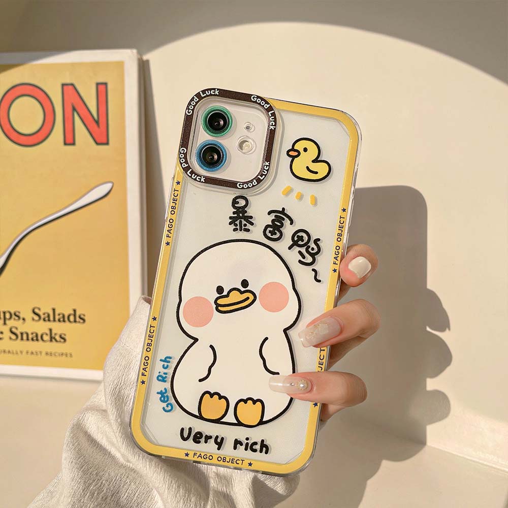 Ốp iPhone silicone dẻo mẫu chú vịt giàu có cute mang đến điều may mắn, TPU case iPhone Rich Duck