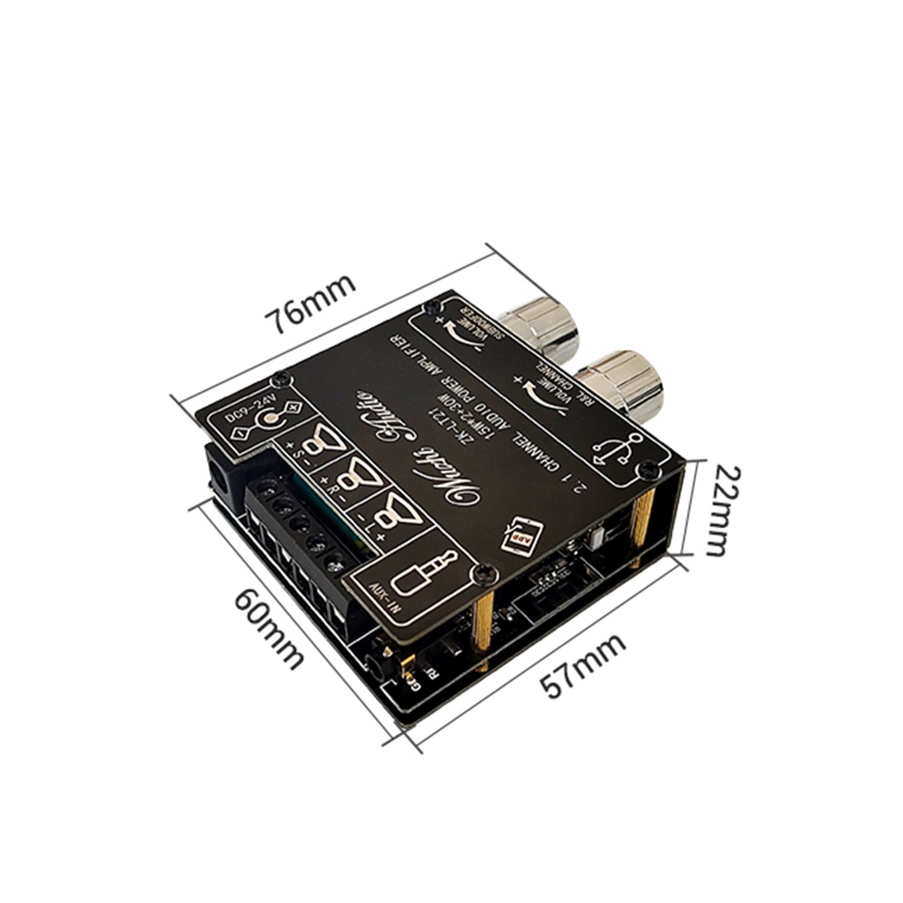 Bảng mạch khuếch đại âm thanh Ziqqucu ZK-LT21 Bluetooth 2.1 kênh 15WX2 + 30W kèm phụ kiện