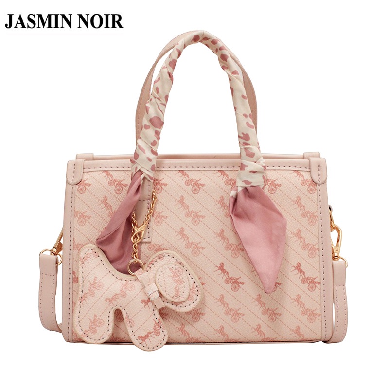 Túi đeo chéo JASMIN NOIR dạng gập in họa tiết phối khăn quấn tay cầm thời trang cho nữ