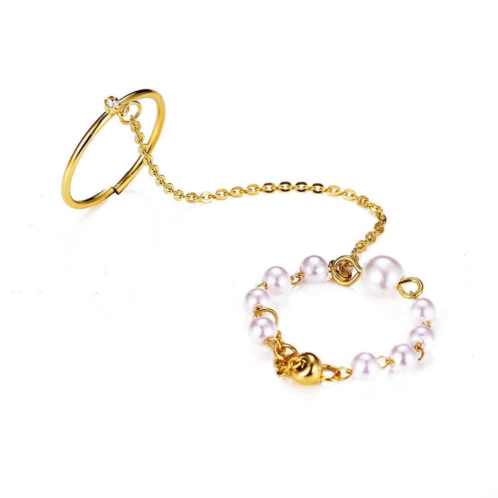 Nhẫn đính ngọc trai nhân tạo One Hundred đơn giản phong cách Hàn Quốc cho nữ