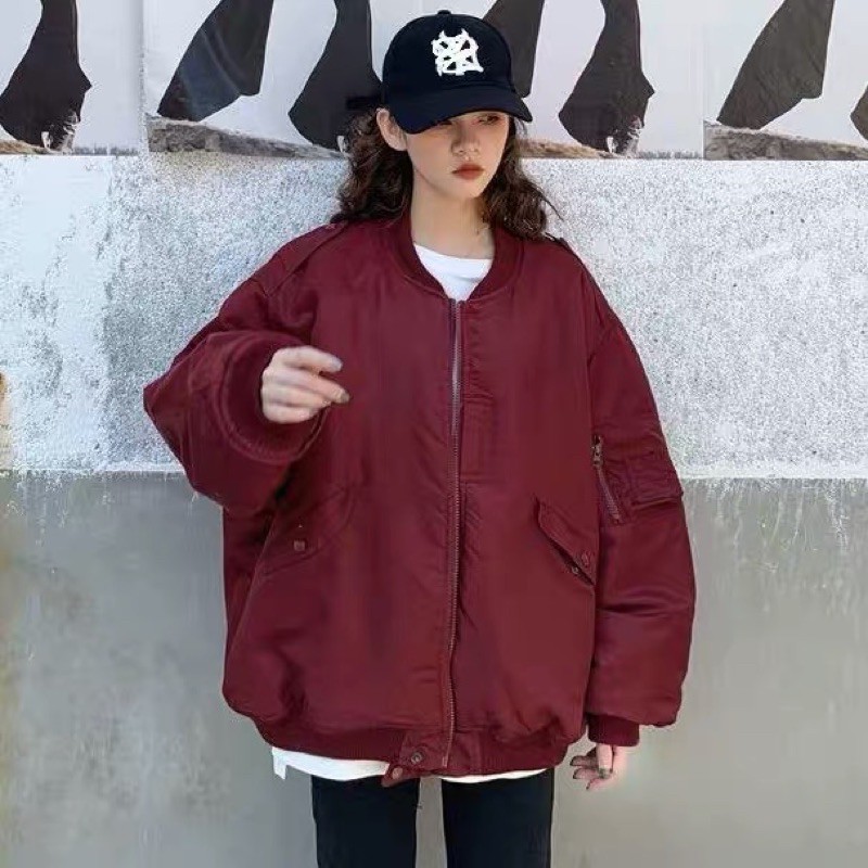 Áo Khoác phao đỏ chần bông phiên bản Hàn Quốc