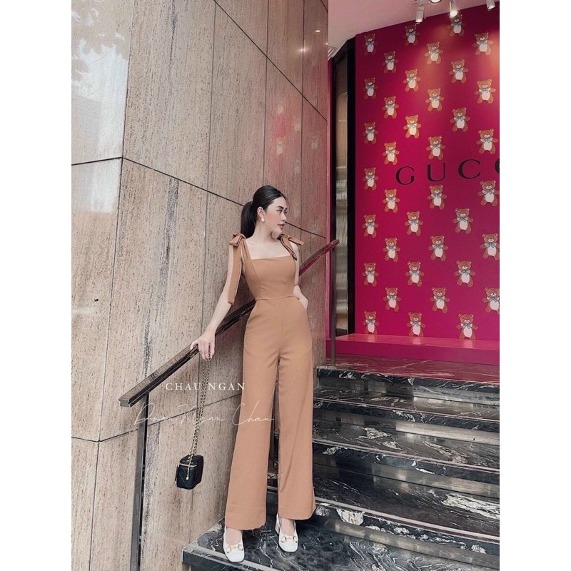 JUMPSUIT QUẦN ỐNG RỘNG NƠ VAI