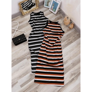 Đầm body midi đũa sọc