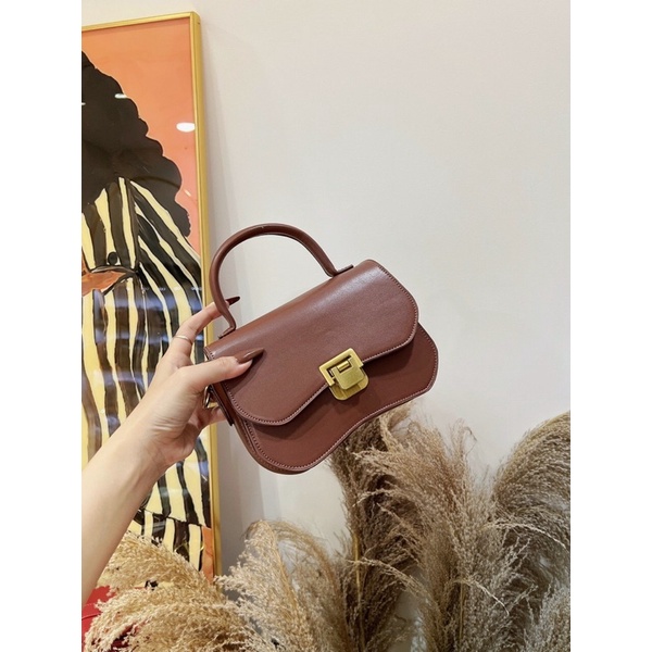 Túi xách tay khoá gập chất liệu da PU cao cấp