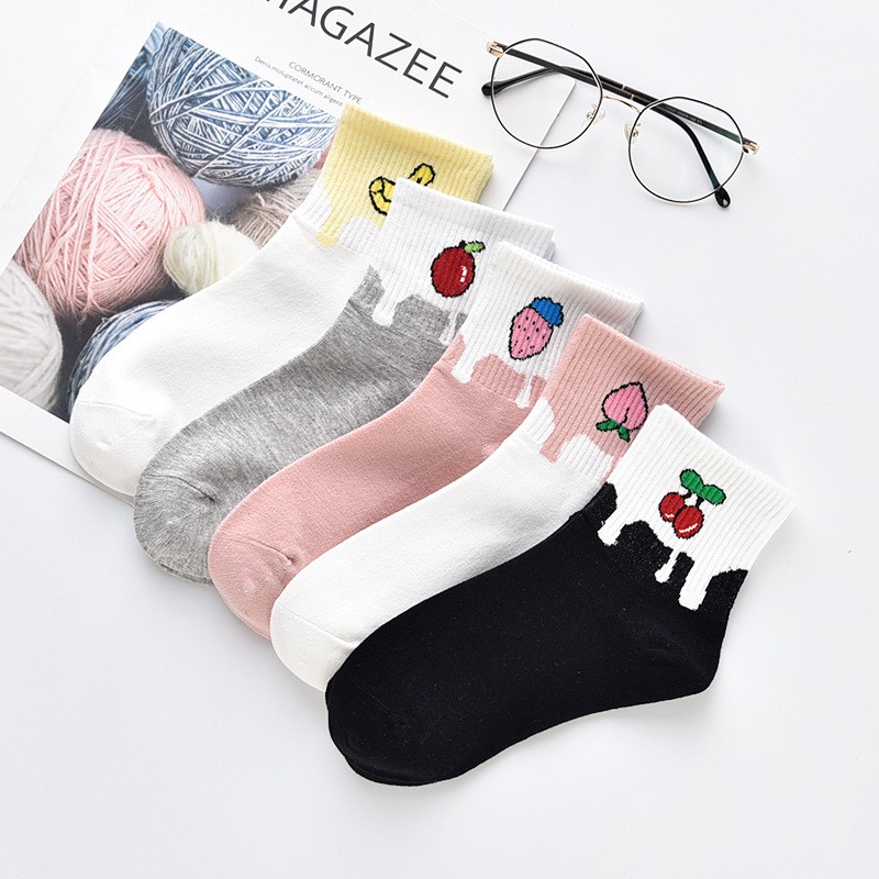 Tất hoa quả cao cổ mới dễ thương