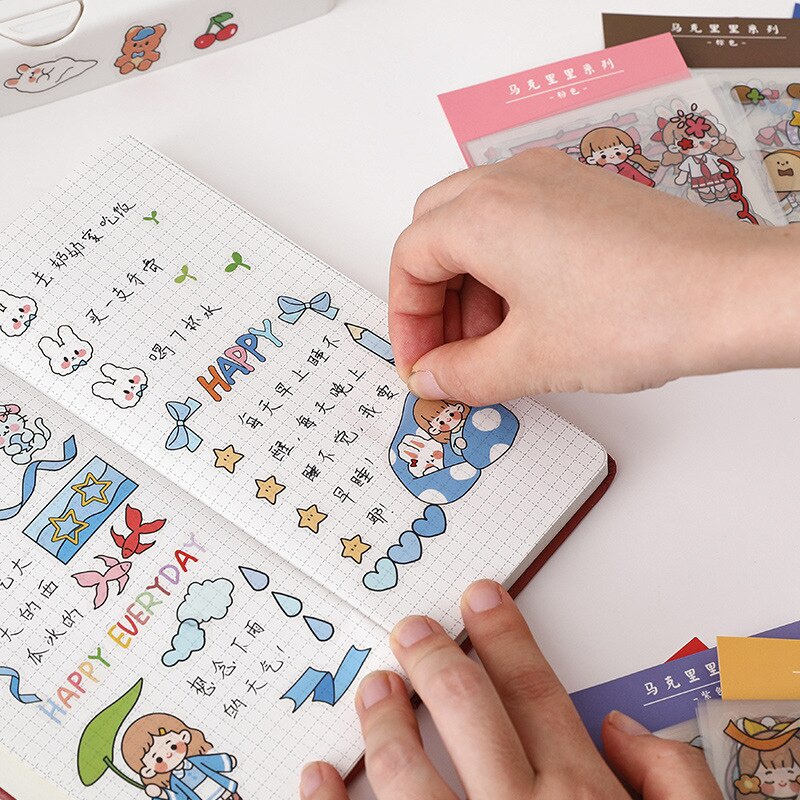Bộ 20 miếng dán hình hoạt hình nhiều màu sắc chống thấm nước siêu bền