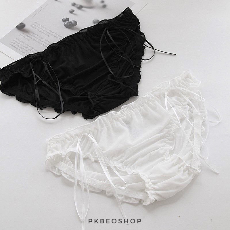 Quần lót nữ voan sexy Béo shop , quần chip ren thoáng mát gắn nơ dễ thương
