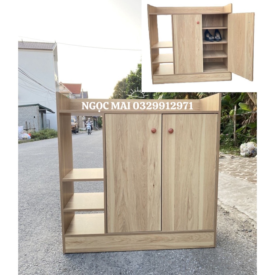 Tủ Để Giày Dép Gỗ 2 Cánh 4 Ngăn, Kệ Đựng Đồ Dùng Đa Năng