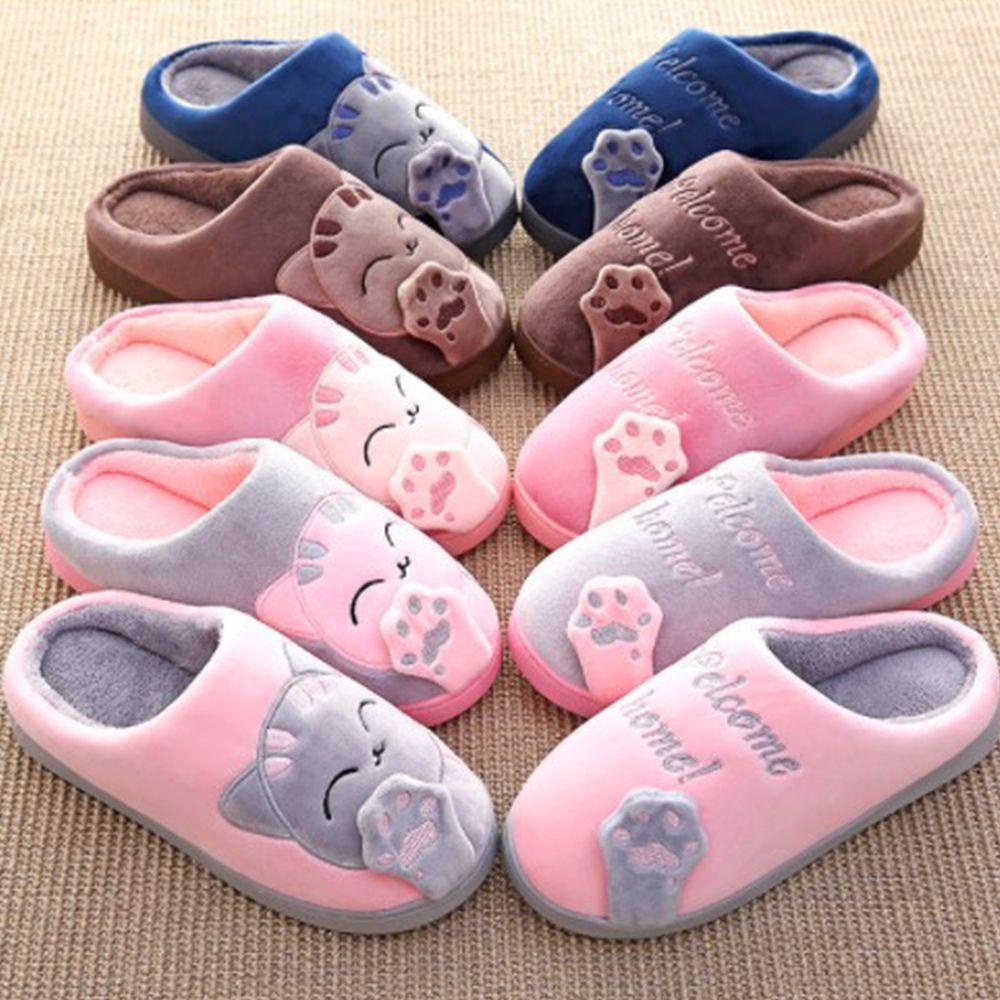 LEILY 1 Đôi Dép Bông Giữ Ấm Mềm Mại Chống Trượt Cho Nam Nữ