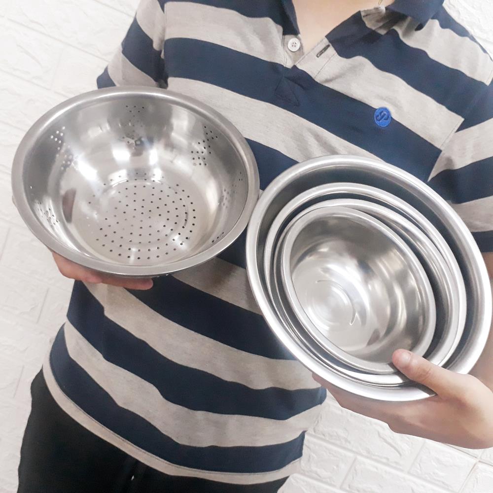 Bộ 5 thố bát tròn Inox đồ dùng phòng bếp đa năng mã 20019