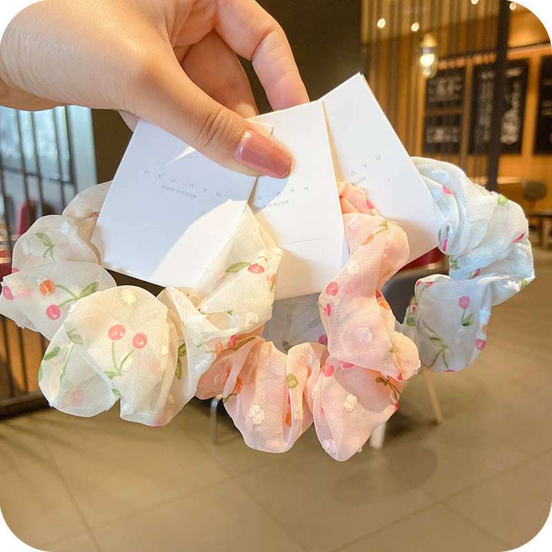 Dây buộc tóc vải scrunchies hoa dễ thương