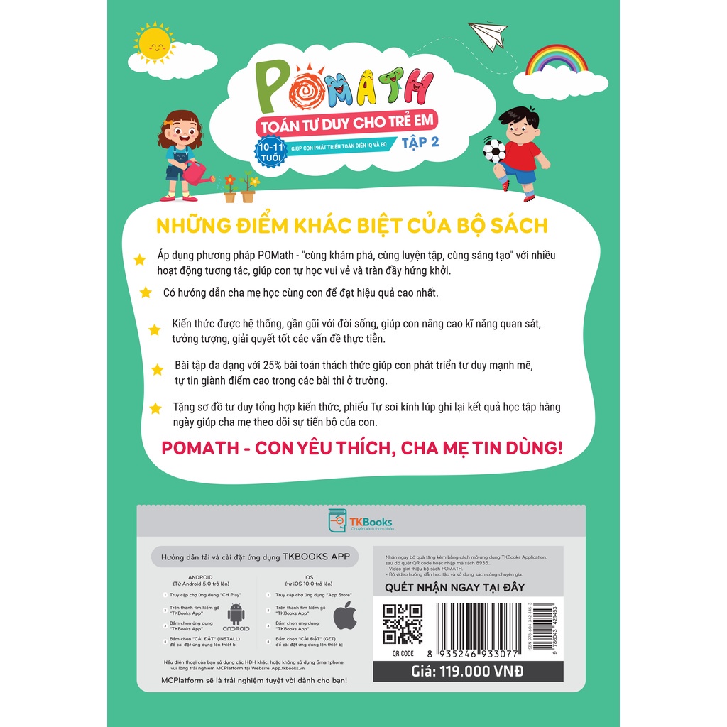 Sách - Combo Pomath Toán tư duy cho trẻ em 10 - 11 tuổi (Tập 1 + Tập 2)