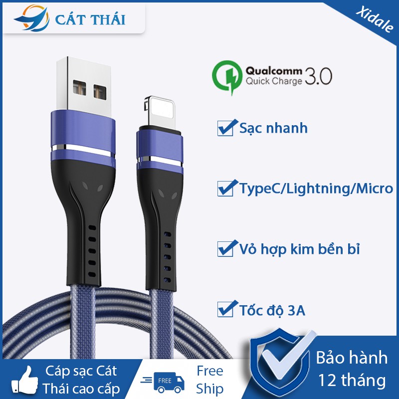 Cáp sạc XiDALE sạc nhanh siêu bền dài 1m2 thích hợp cho các bạn xài cổng/Mirco/Type-C