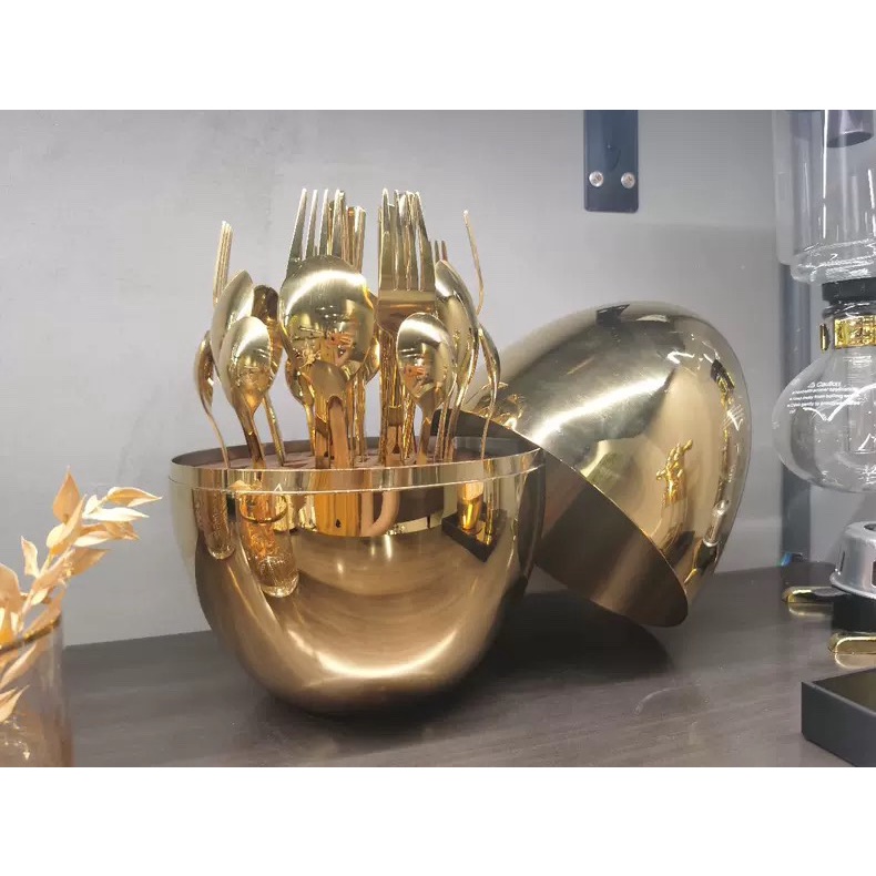 Giá cắm thìa, dĩa, dao,... - Set trứng 25 món inox