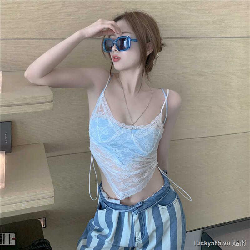 Áo hai dây phối ren hoa có dây buộc phong cách gợi cảm