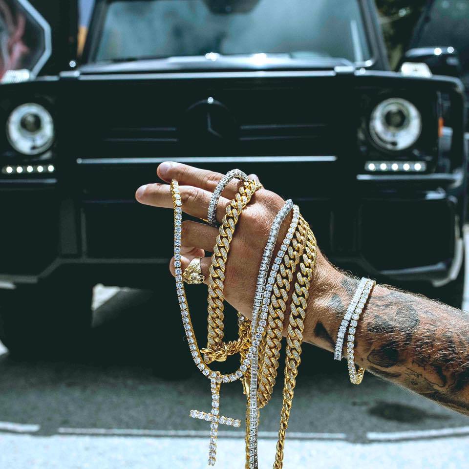 Vòng Tay Dây Xích Nhiều Màu Sắc Đính Đá Zircon Phong Cách HipHop Dành Cho Nam