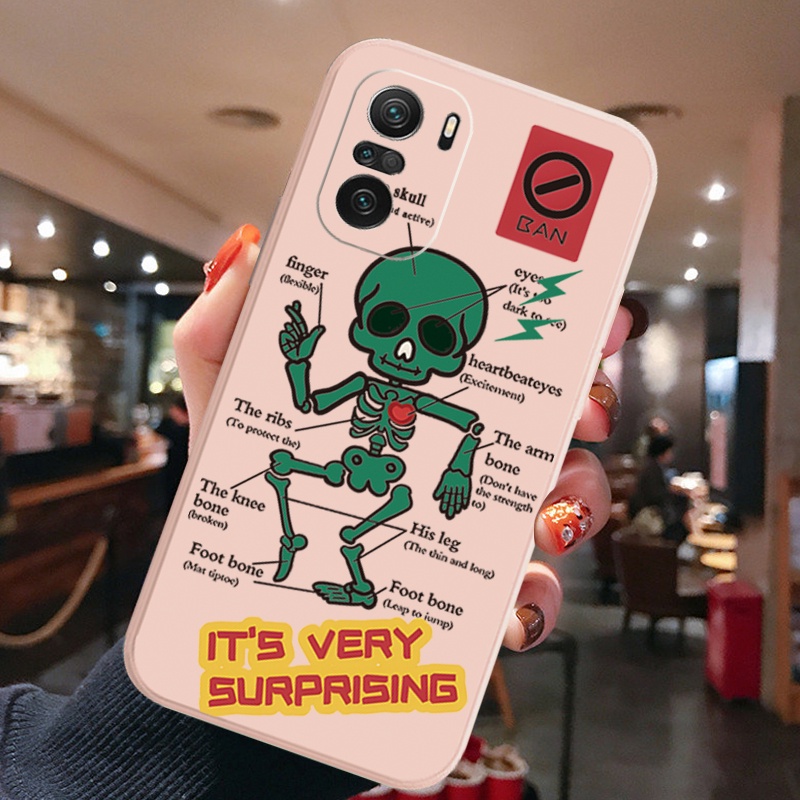 Ốp Điện Thoại Cạnh Vuông In Hình Bộ Xương Cho Redmi Note 11 9C 11S Redmi 10C 10A 10 Prime 5G POCO M4 Pro X3 GT F3 C31 M2