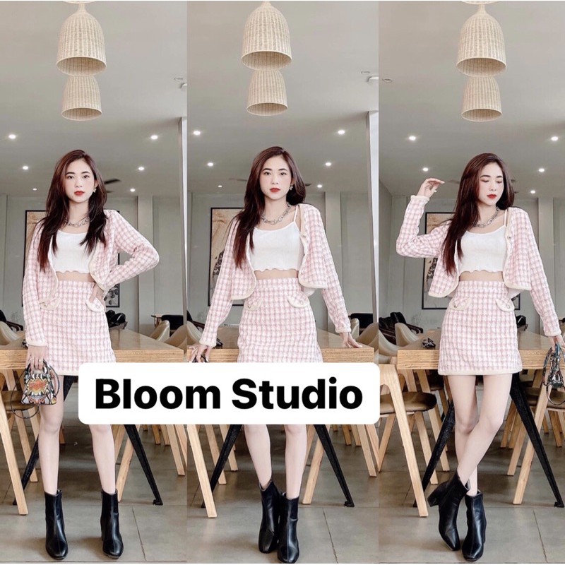 Set áo croptop kèm áo 2dây mix chân váy