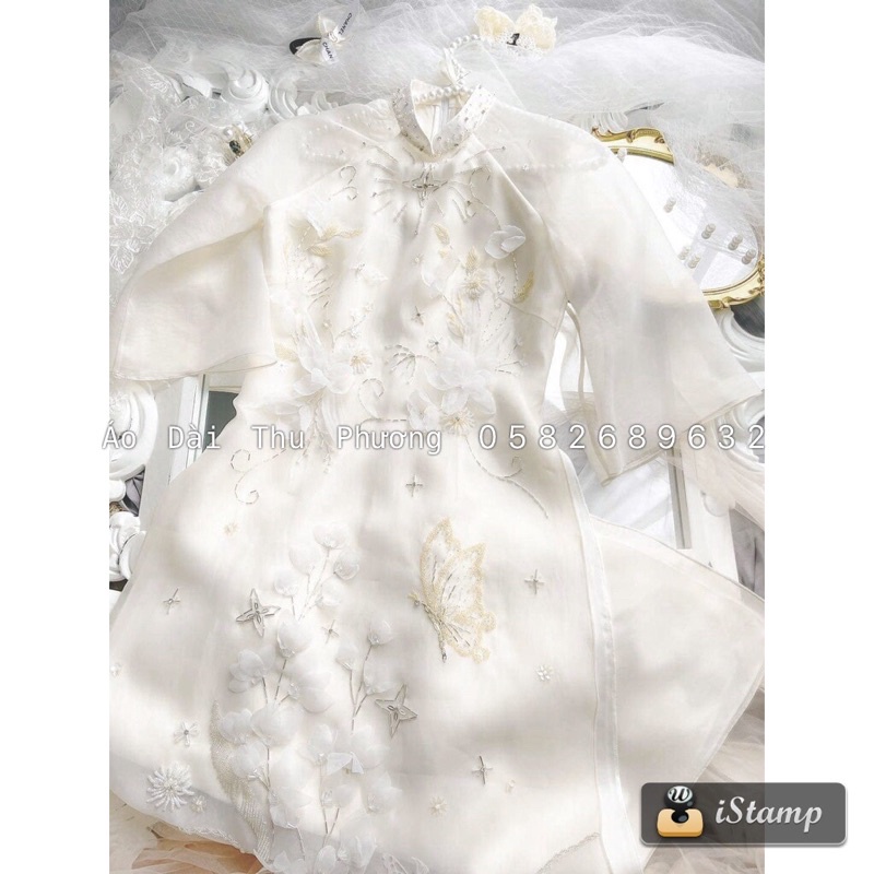 Áo Dài Cách Tân Nữ Hoa Calla Thiết Kế Đính Kết Thủ Công Cao Cấp Mặc Dự Tiệc Lễ Tết Đẹp