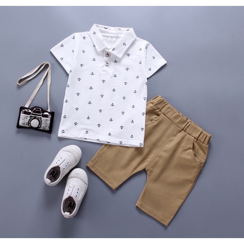 Thời trang mùa hè trẻ em áo thun cotton ngắn tay + quần tây (bán lẻ)