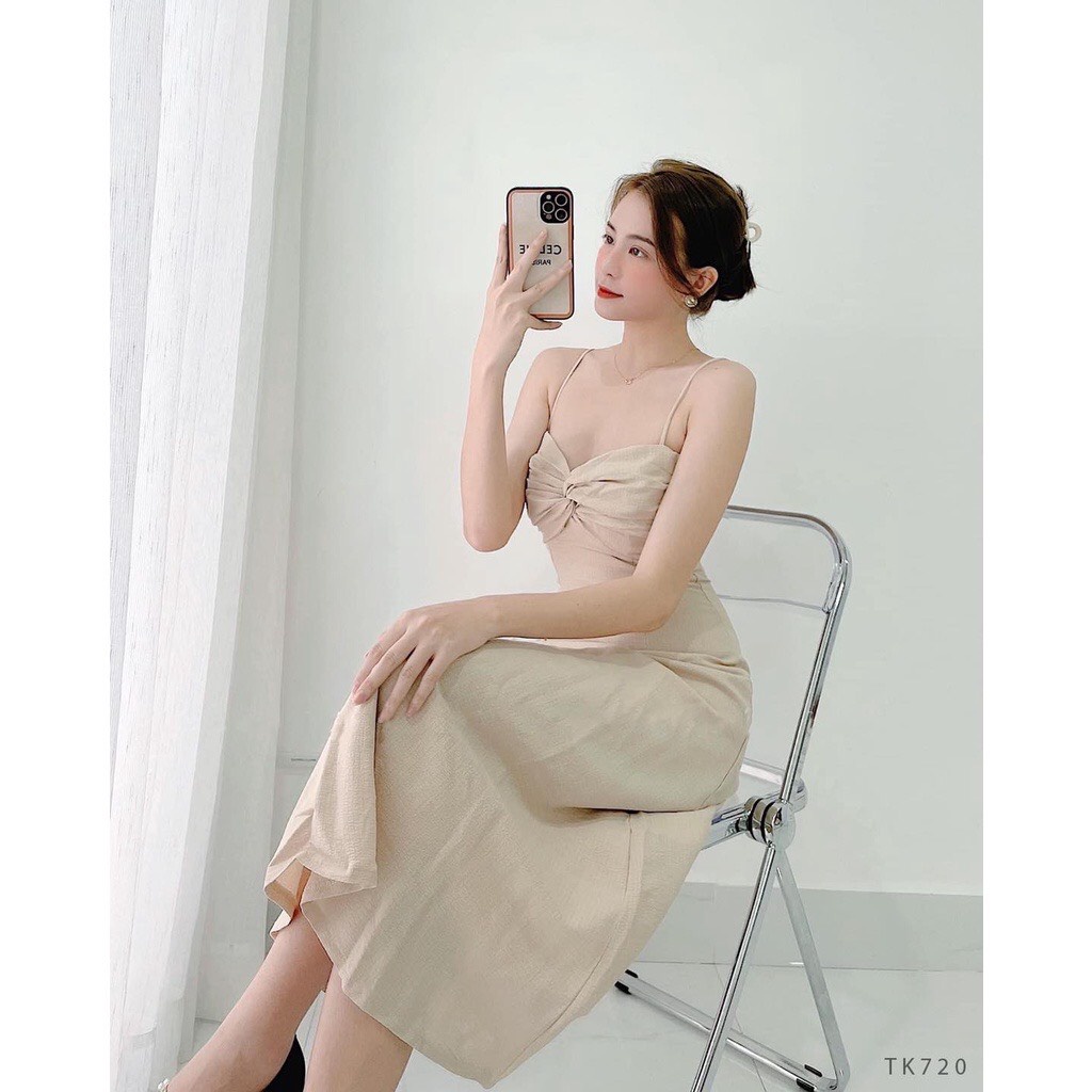 Đầm maxi hai dây dáng xòe dài xoắn ngực xinh xắn - Tina Dress | BigBuy360 - bigbuy360.vn