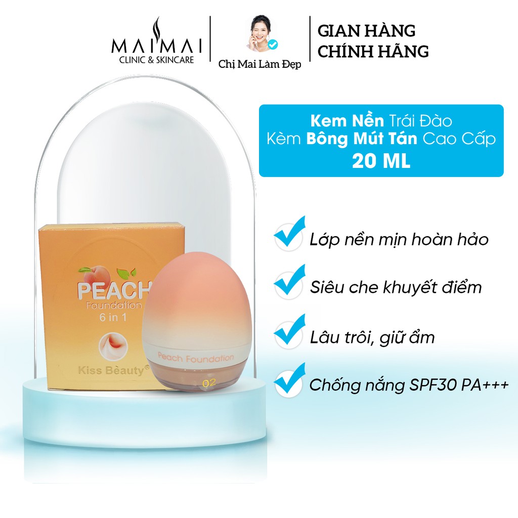 Kem Nền Trái Đào Kèm Bông Mút Tán Cao Cấp