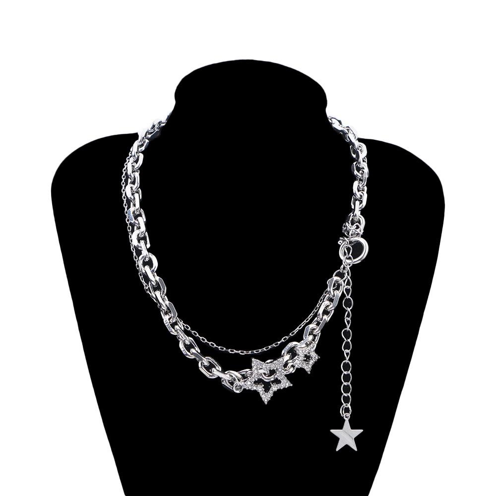 Vòng cổ Hai Lớp Mặt Ngôi Sao Hình Học Đơn Giản Phong Cách Hàn Quốc