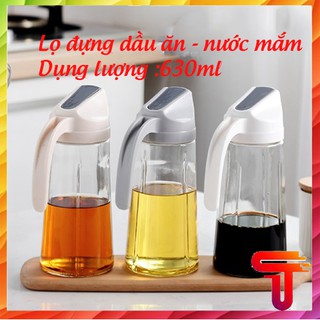 Bình thủy tinh cao cấp đựng dầu ăn nước mắm xì dầu tự động mở nắp khi rót 630ml TaNoSa