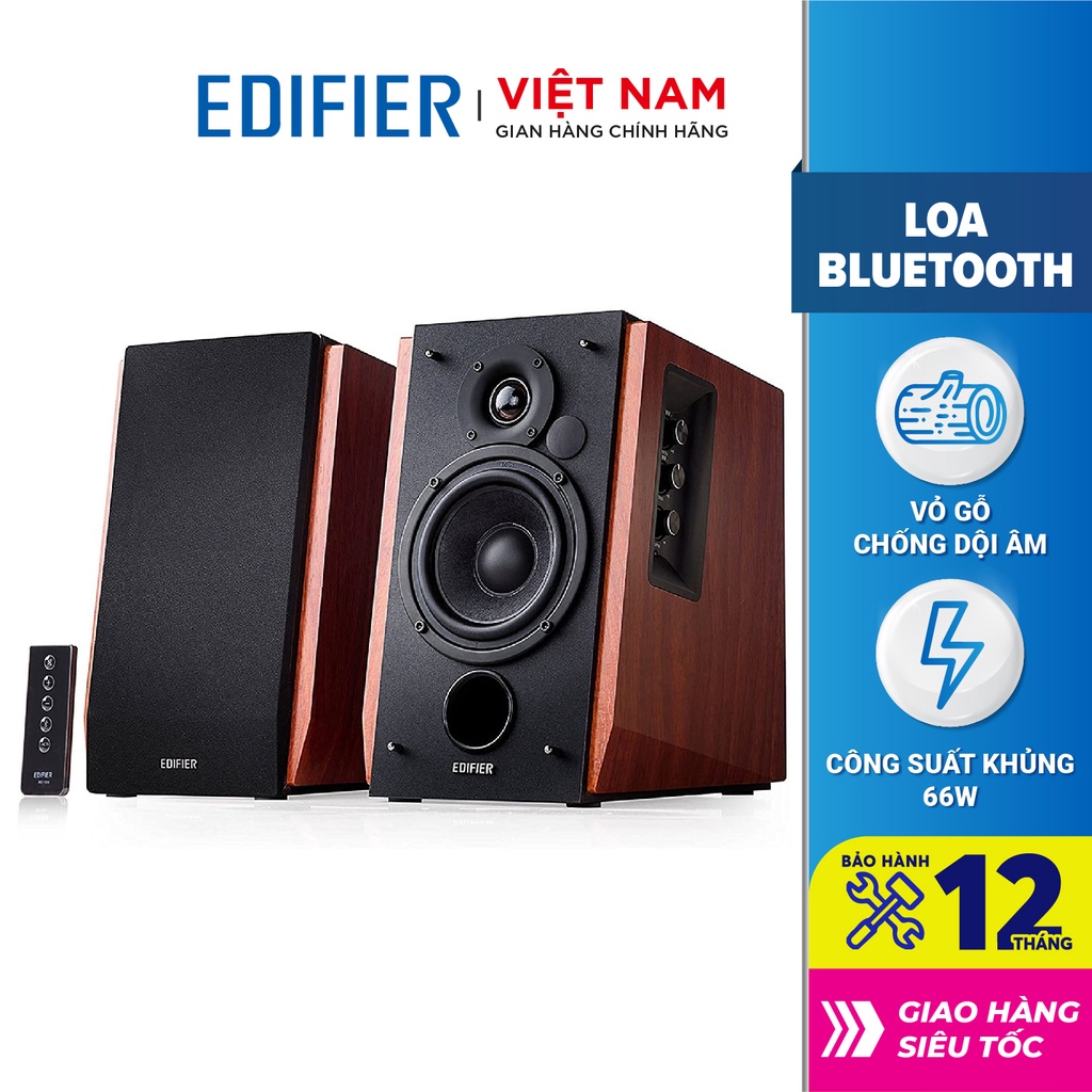 Bộ loa không dây Bluetooth EDIFIER 2.0 R1700BT -  Hỗ trợ cổng cắm RCA - Có remote điều khiển - Vỏ gỗ chống dội âm