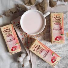 Sữa Vãi &amp; Đào Lychee &amp; Peach Milk Binggrae Hàn Quốc - Lốc 6 Hộp