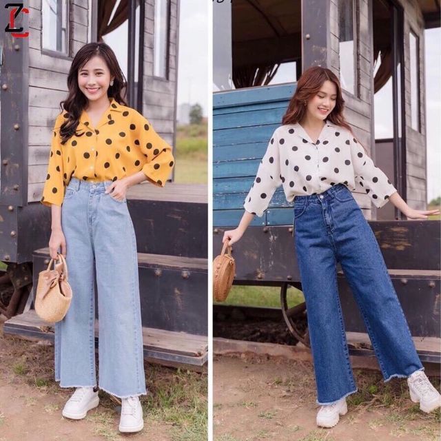 [Mã WASTMAY giảm 15% tối đa 30K đơn 150K] FS50K_ Quần JEAN Nữ Ống Rộng Cao Cấp OHS305