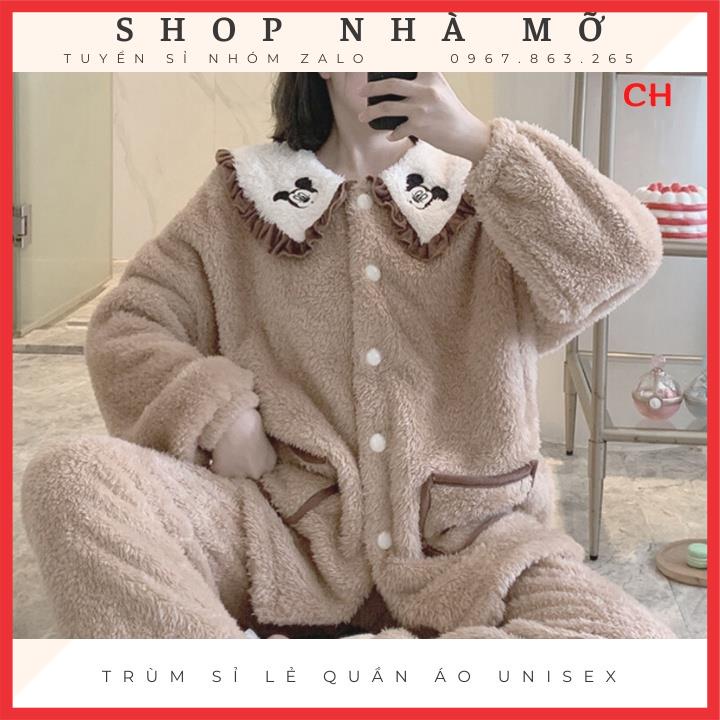 bộ Quần áo ngủ mặc ở nhà hoặc có thể đi ra ngoại dạo phốs, Thêu MICKI , CHẤT LÔNG MỊN SIÊU ĐẸP