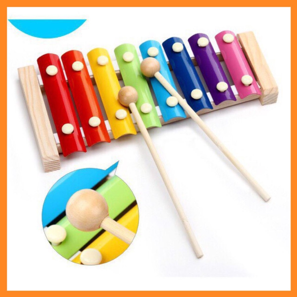 Đàn gỗ Xylophone 8 quãng kèm bộ gõ và bản nhạc hướng dẫn cách gõ cho bé từ 1 tuổi