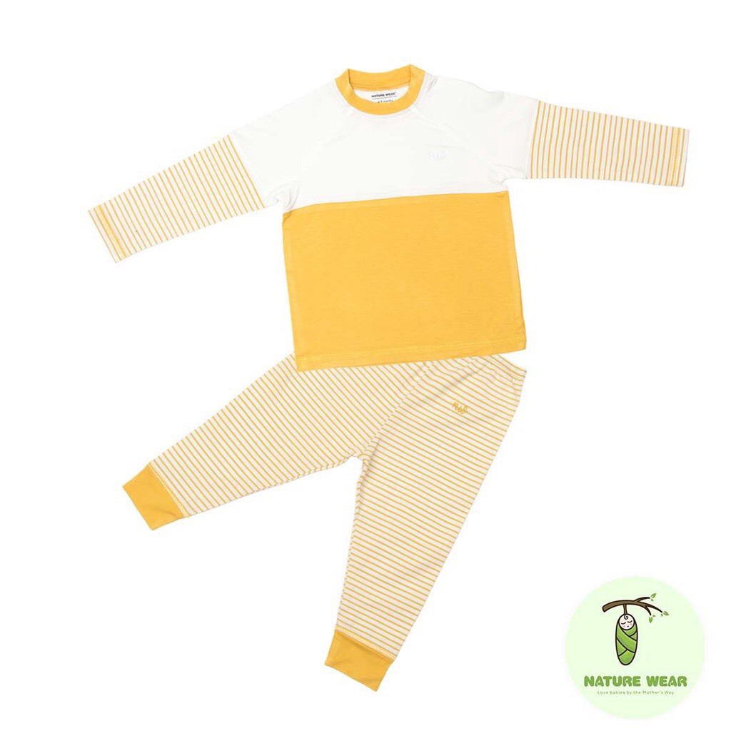Bộ quần áo dài tay Raglan kẻ Nature Wear