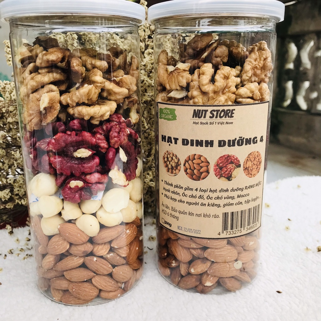 Hạt dinh dưỡng mix 4 loại rang nguyên vị Nut Store 500g - ăn kiêng, bà bầu, cho bé