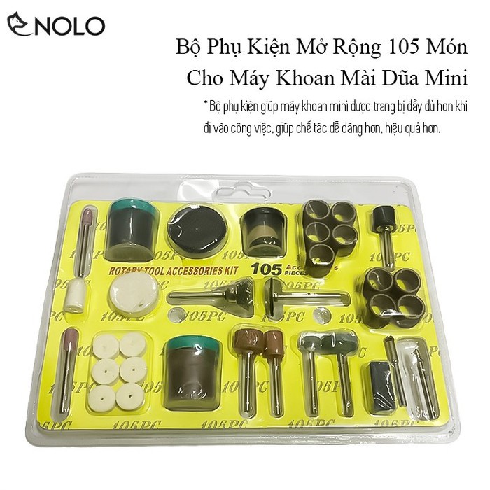 Bộ Phụ Kiện Mở Rộng 105 Món Dành Cho Máy Mài Khắc, Máy Khoan, Máy Điêu Khắc Mini