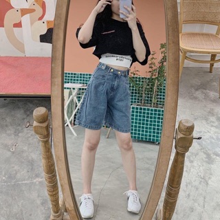 👻Quần Jeans Ngố Đai Nút + Set Áo 2 Món