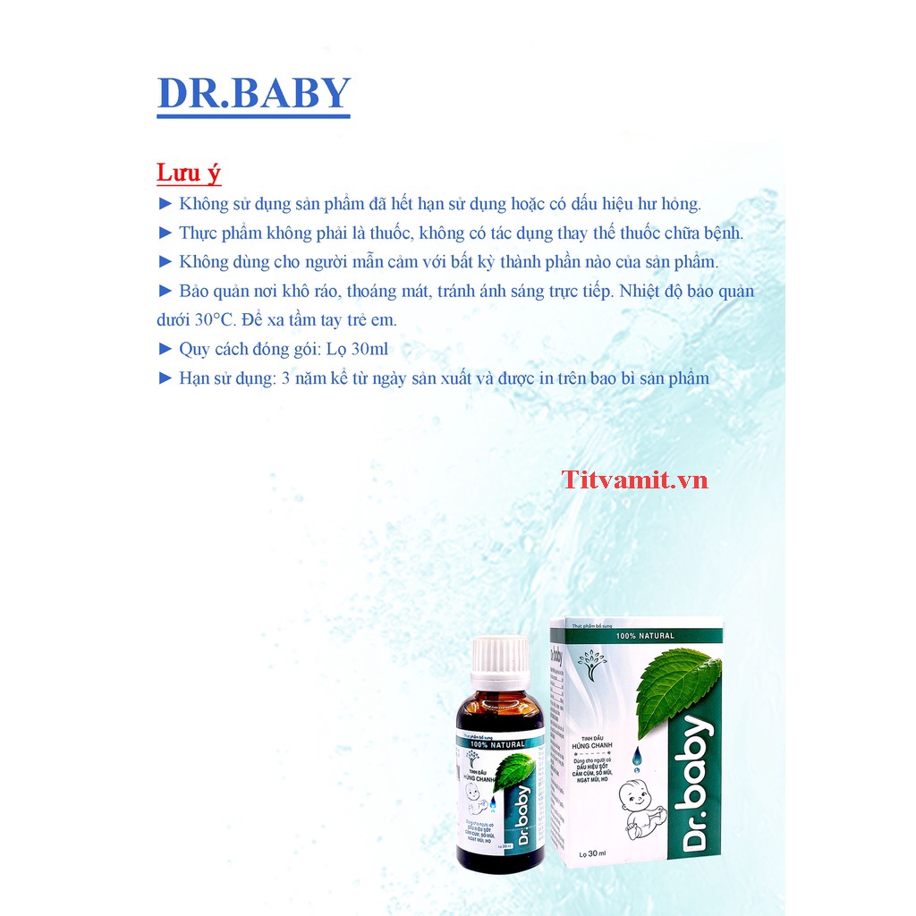 Tinh dầu húng chanh dr baby, tinh dầu húng chanh cho bé